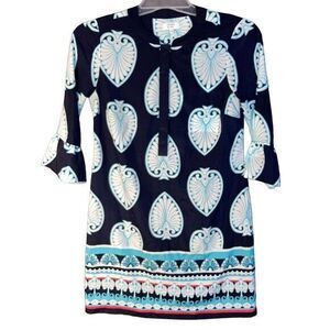 Crown & Ivy Women 4 Navy Aqua Magenta Pink Micro Mini Satin Dress Bell‎ Sleeve